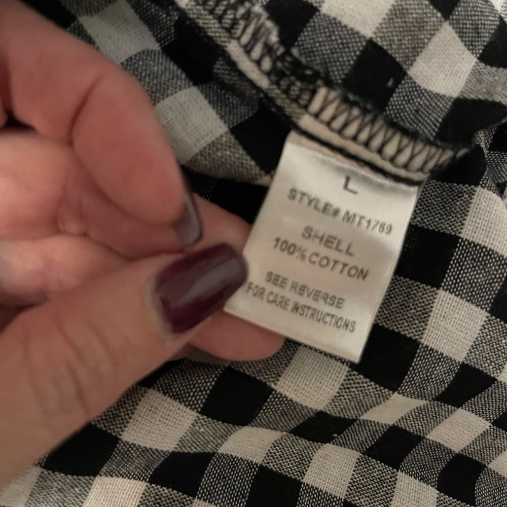 Oli and Hali Black and White Checkered Button Down Shirt - NWT size L - Picture 4 of 5